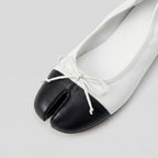 The Dual Stride Soft White Lambskin Split-Toe Flats