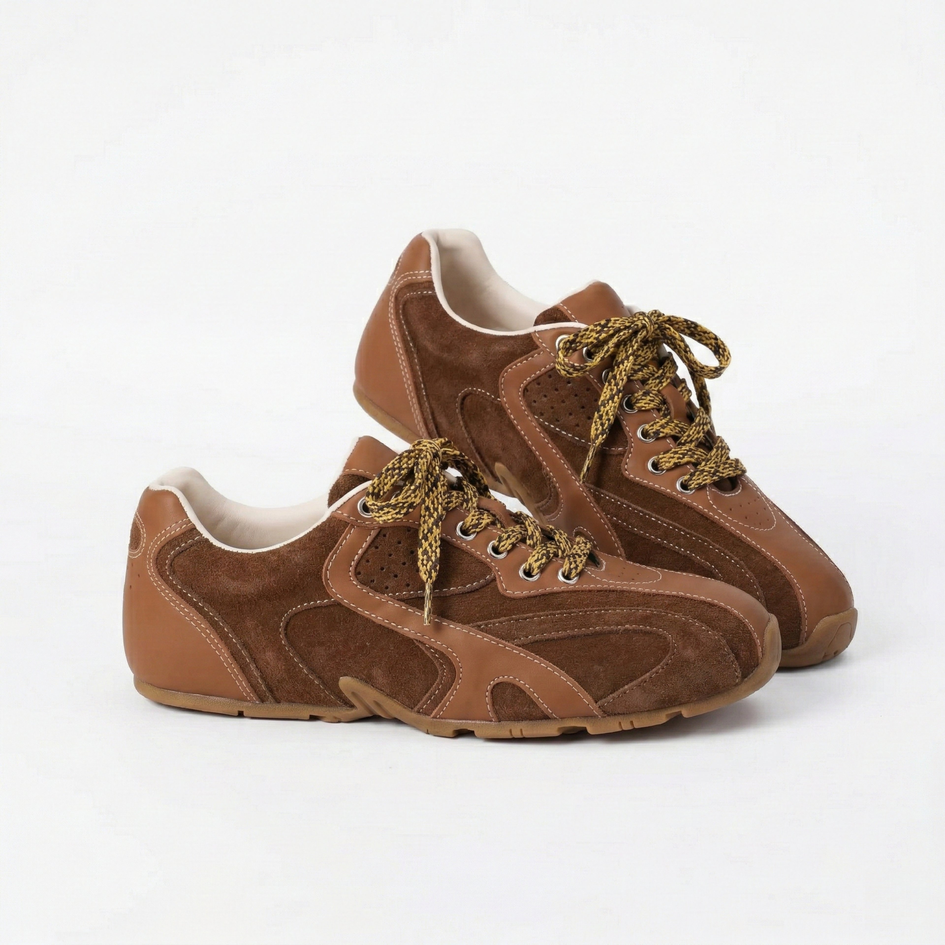 The Dual Stride Women's Retro Dark Brown Casual Sneakers