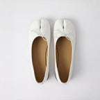 The Dual Stride Minimalist  White Split-Toe Ballet Flats