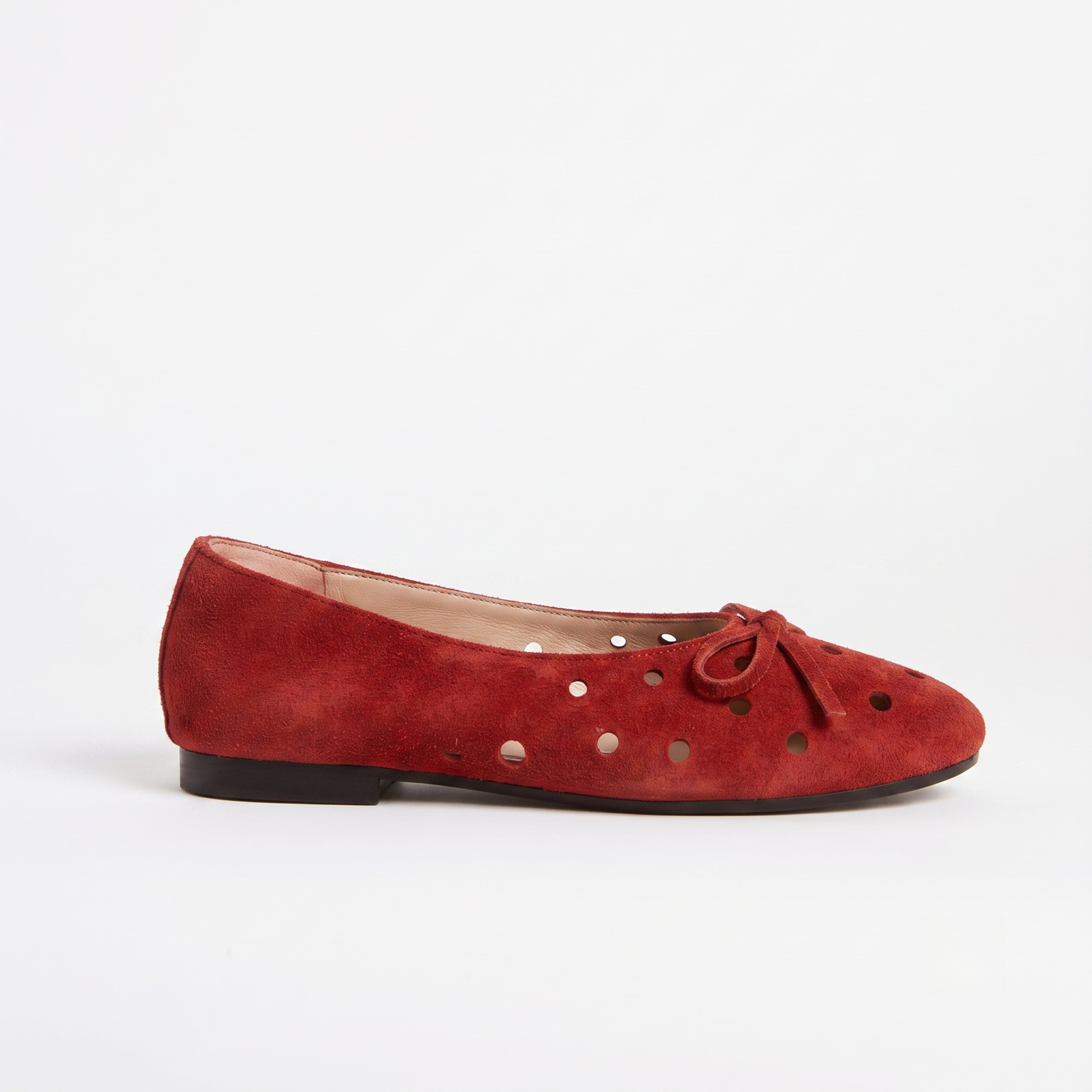 The Dual Stride Red Suede Ballet Flats