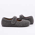 The Dual Stride Gray Cozy Fleece Mary Jane Flats