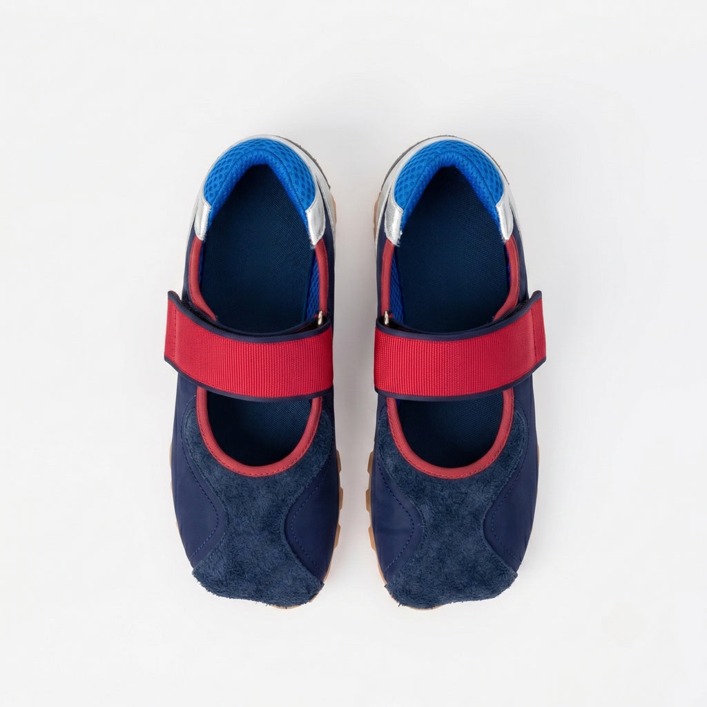 The Dual Stride Blue square-toe Mary Jane flats