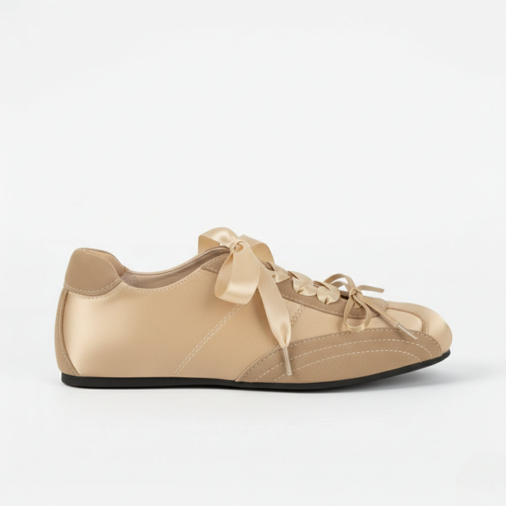 The Dual Stride Women's Gold Ballet Satin Shoes