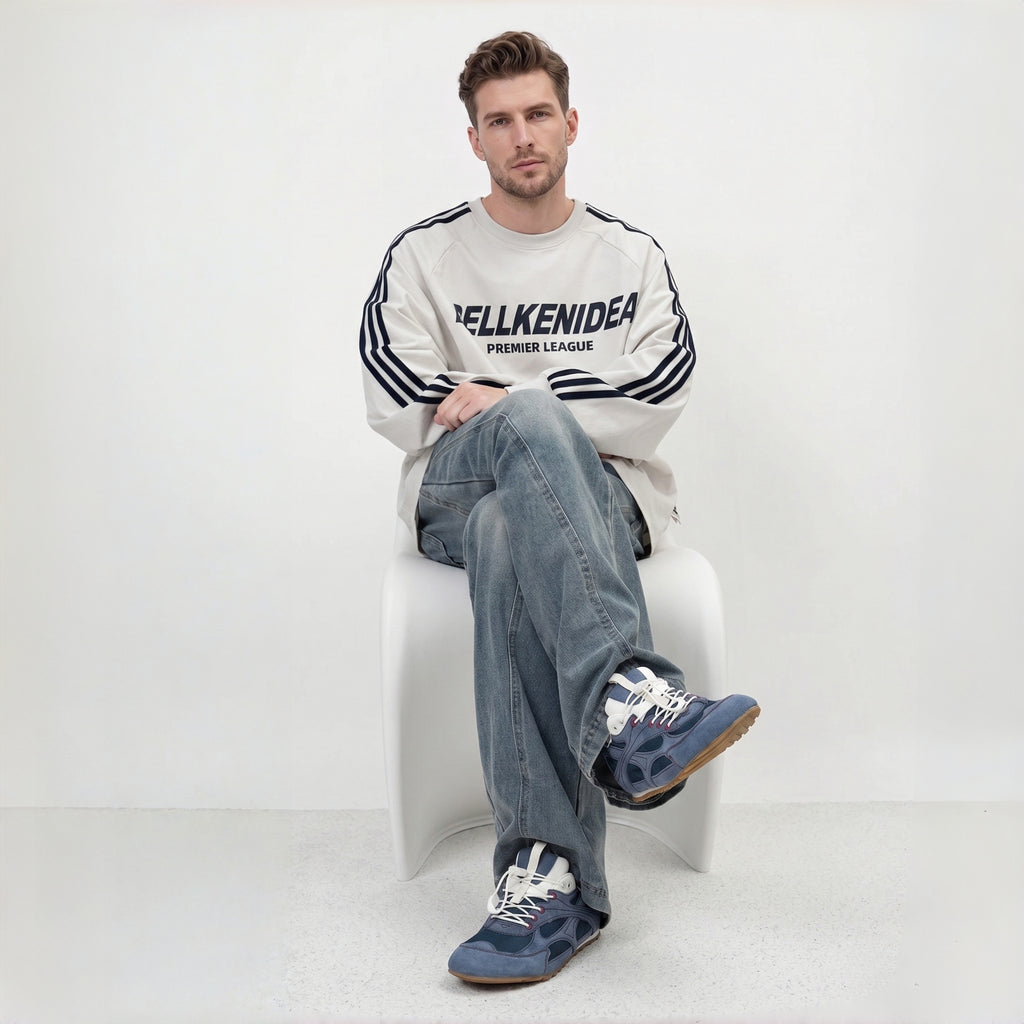 The Dual Stride Men's Blue Suede & Mesh Performance Sneakers