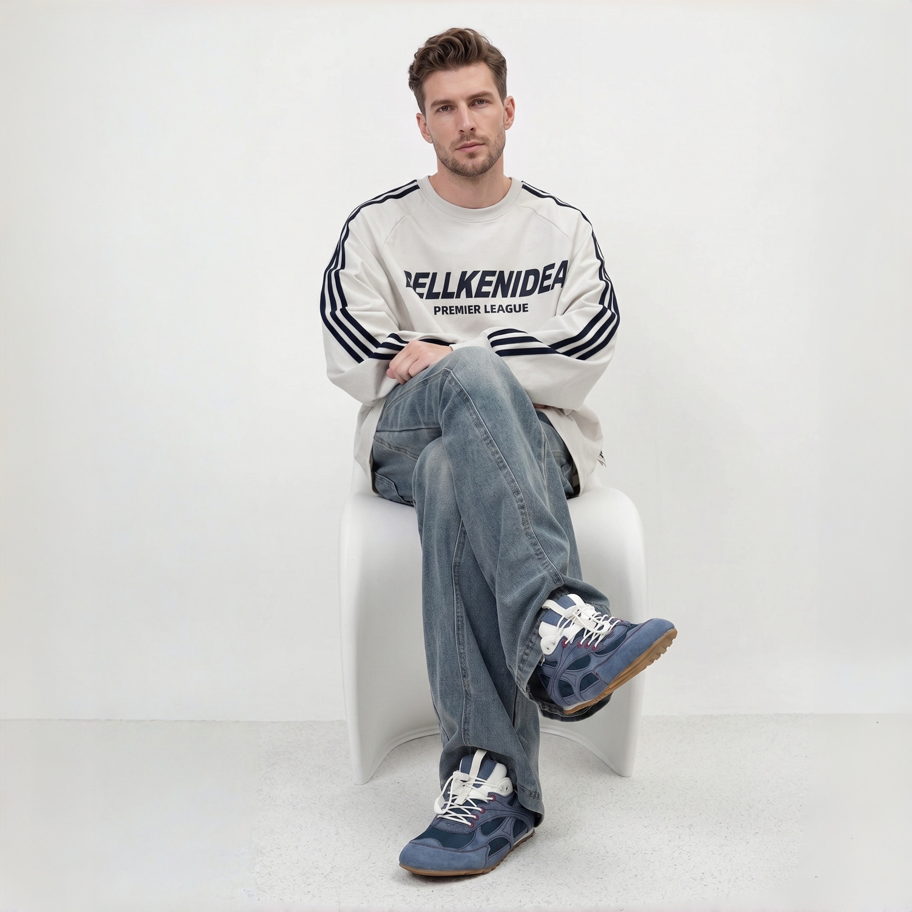 The Dual Stride Men's Blue Suede & Mesh Performance Sneakers