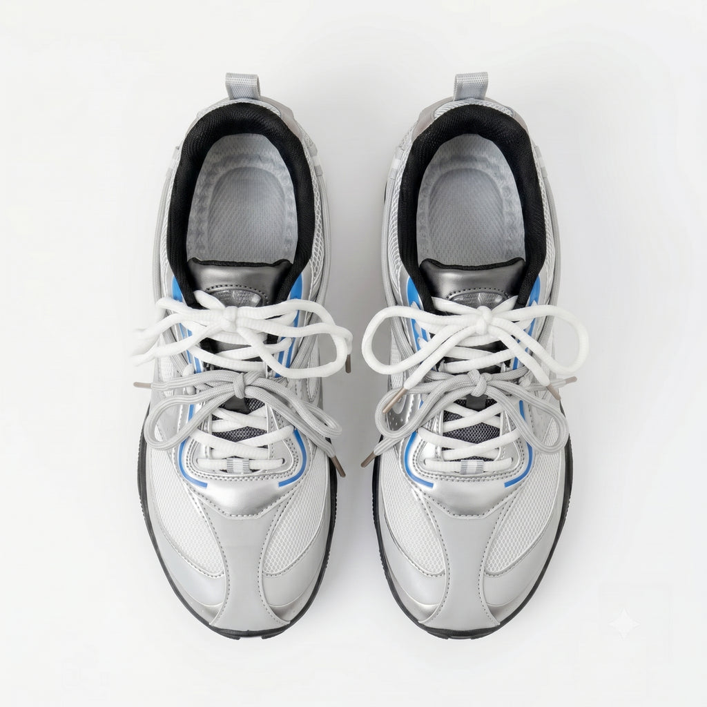 The Dual Stride Men's Grey Nomad Cyber-Mesh Sneaker