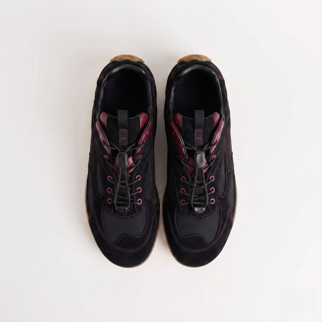 The Dual Stride Men's Black Suede & Mesh Performance Sneakers