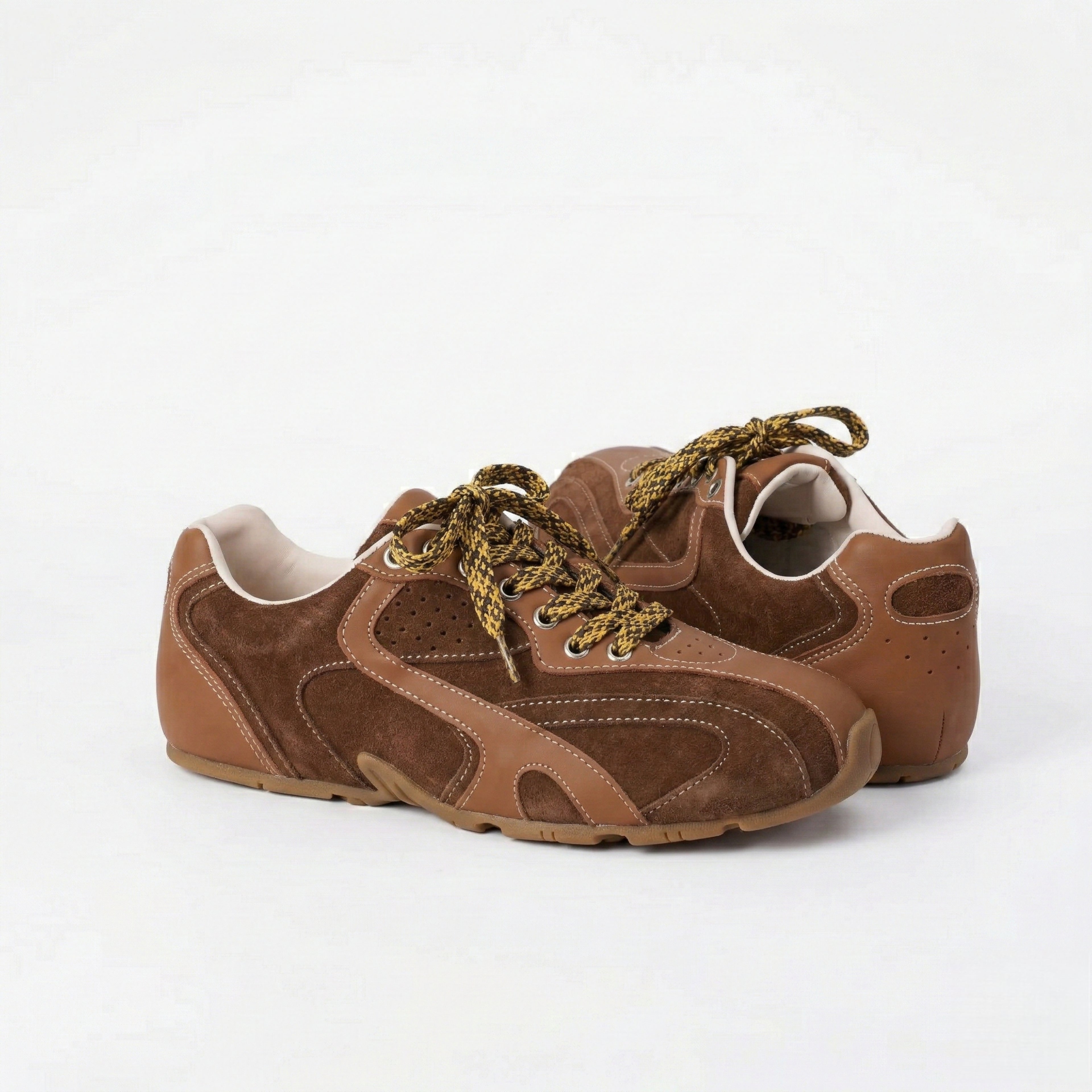 The Dual Stride Women's Retro Dark Brown Casual Sneakers