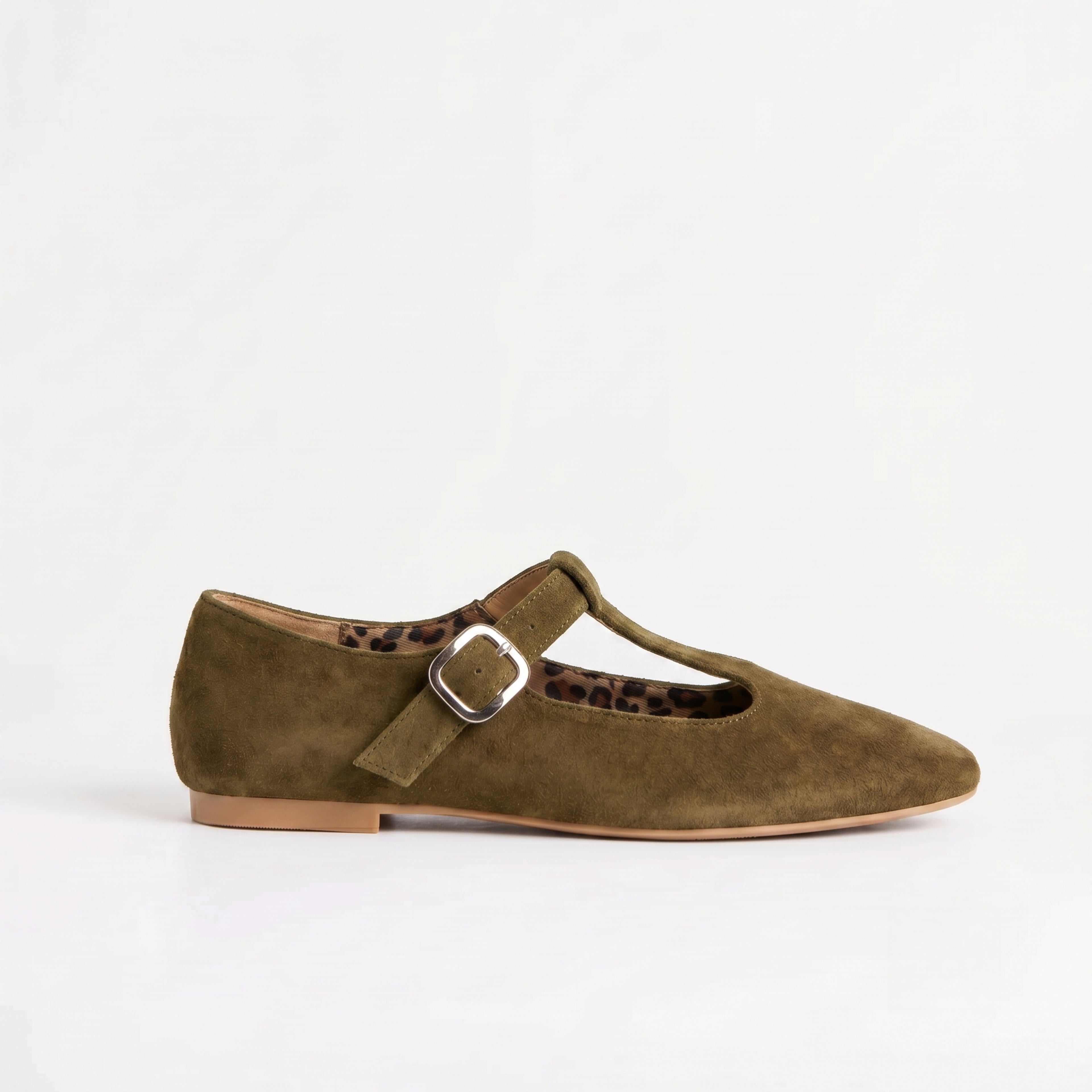 The Dual Stride Khaki Vintage Suede T-Strap Mary Jane Shoes