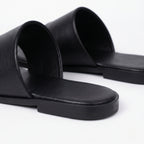 The Dual Stride Black Calfskin Thong Sandals