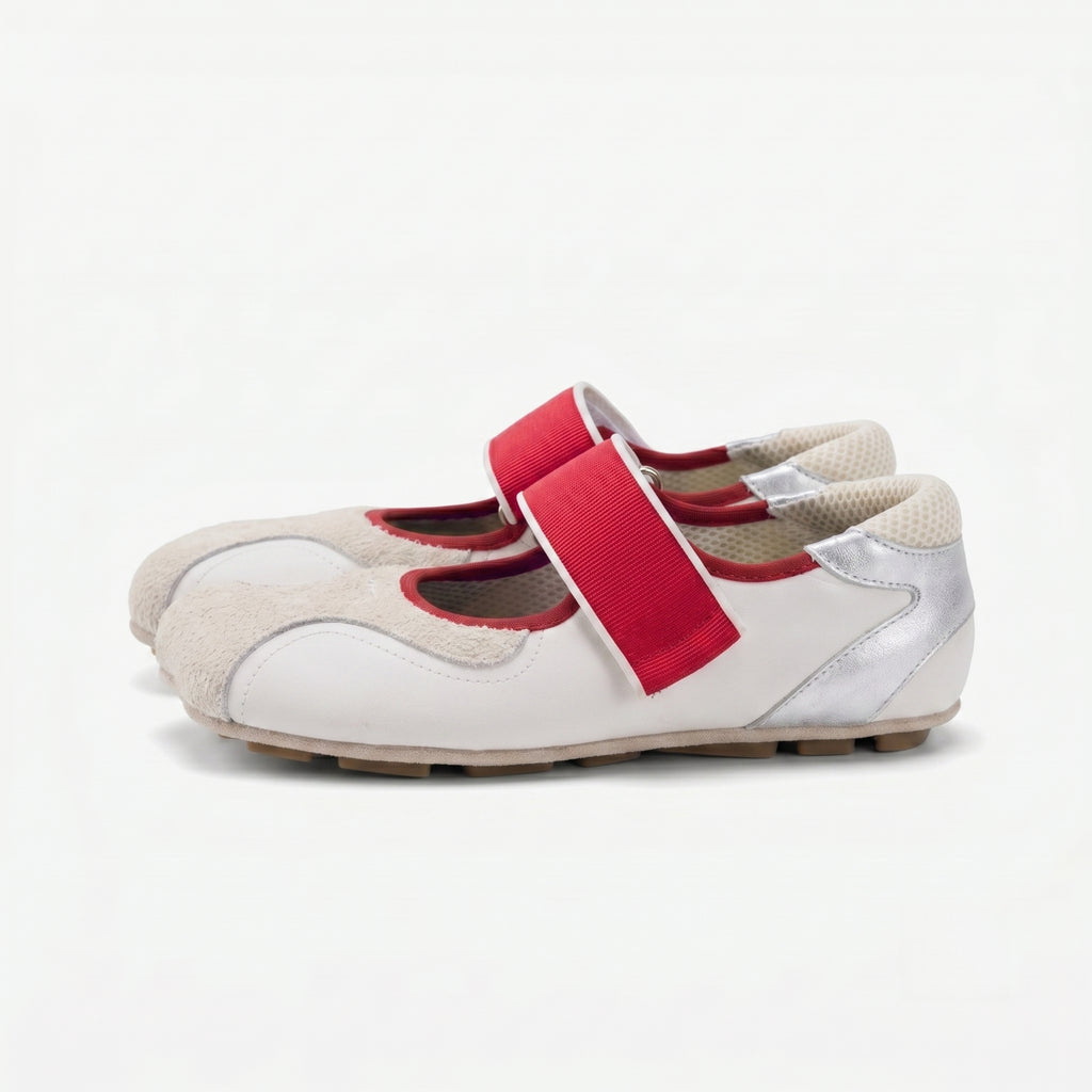 The Dual Stride White square-toe Mary Jane flats