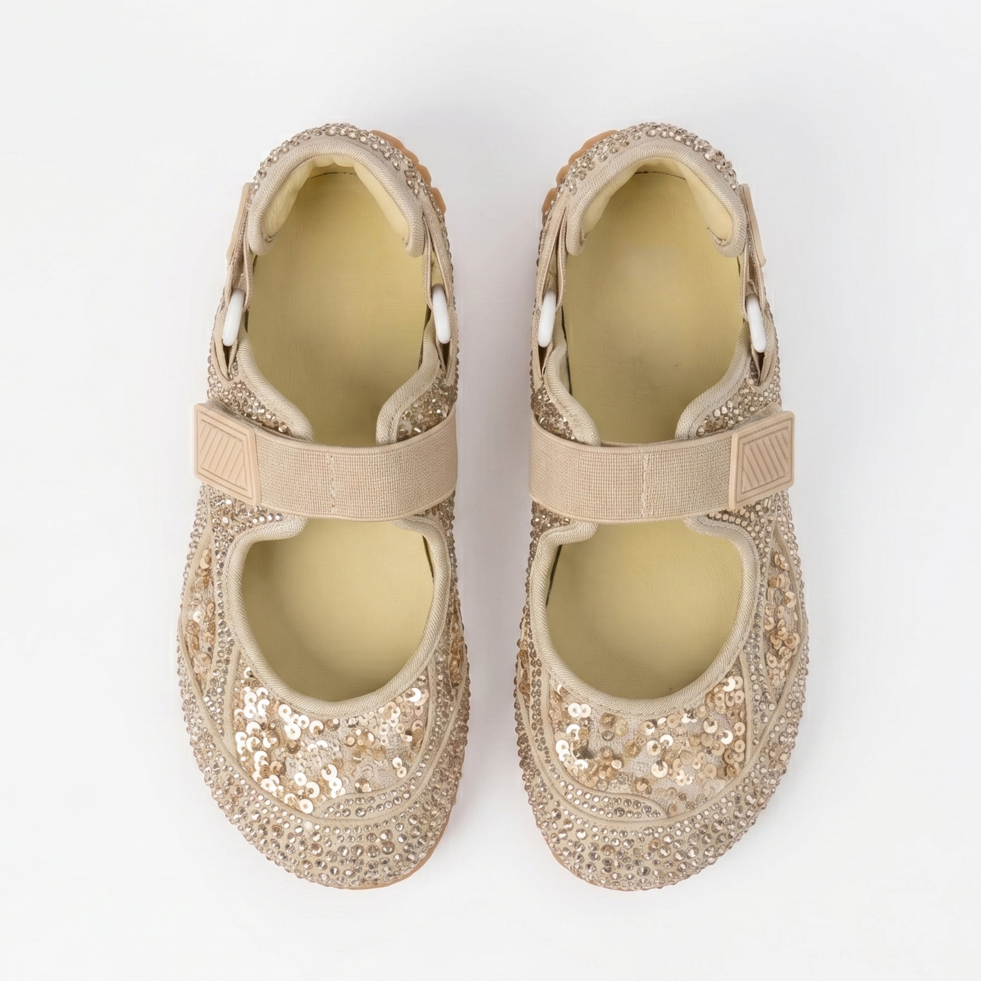 The Dual Stride Gold Rhinestone & Sequin Sporty Mary Janes