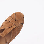 The Dual Stride Brown Handcrafted Suede T-Strap Flats