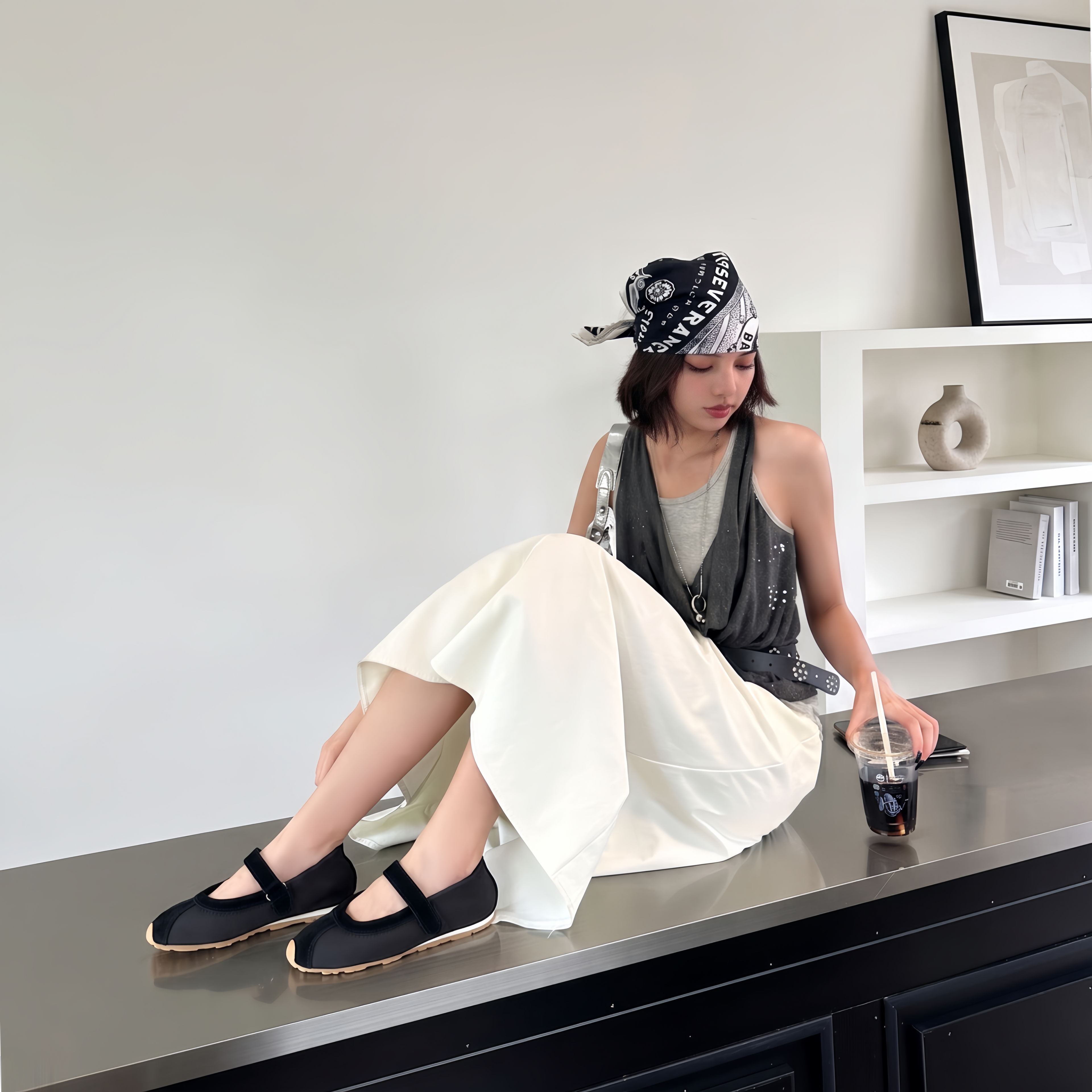 The Dual Stride Black Mary Jane Sneaker Flat