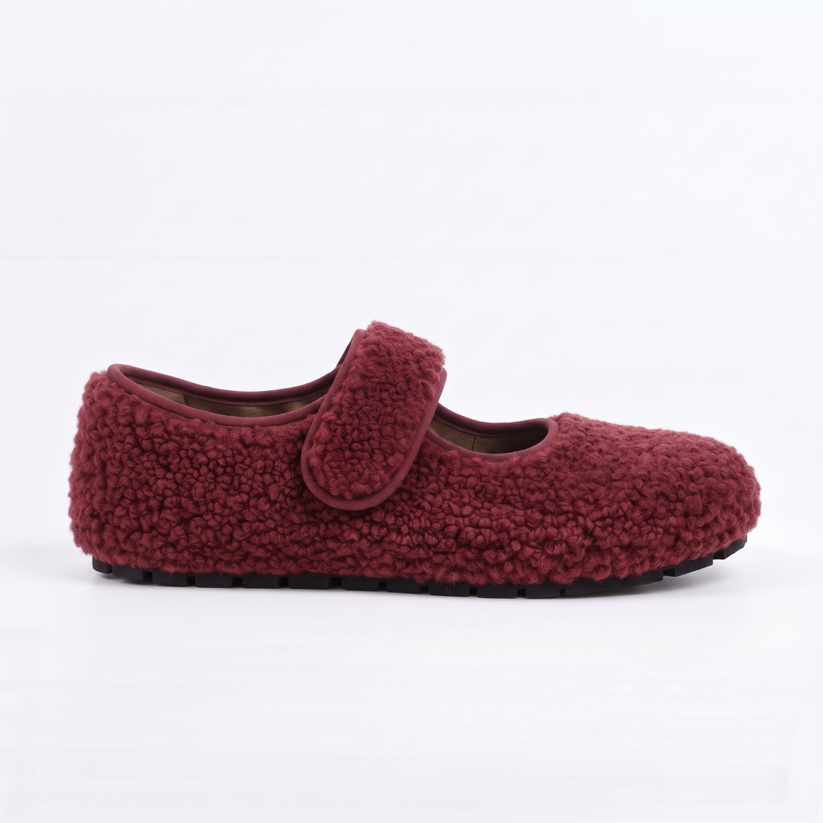The Dual Stride  Red Cozy Fleece Mary Jane Flats
