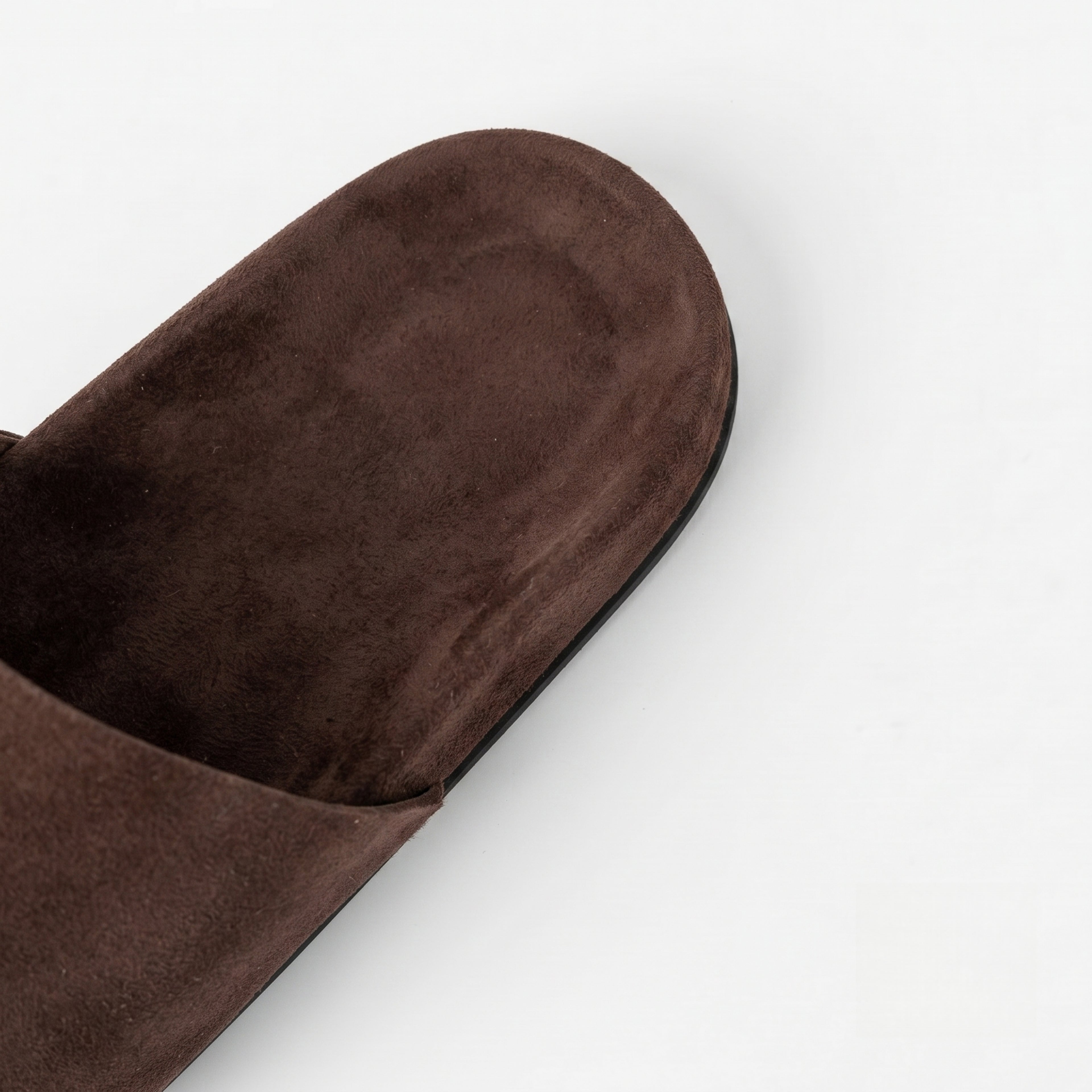 The Dual Stride Chocolate Brown Minimalist Suede Slide Sandals