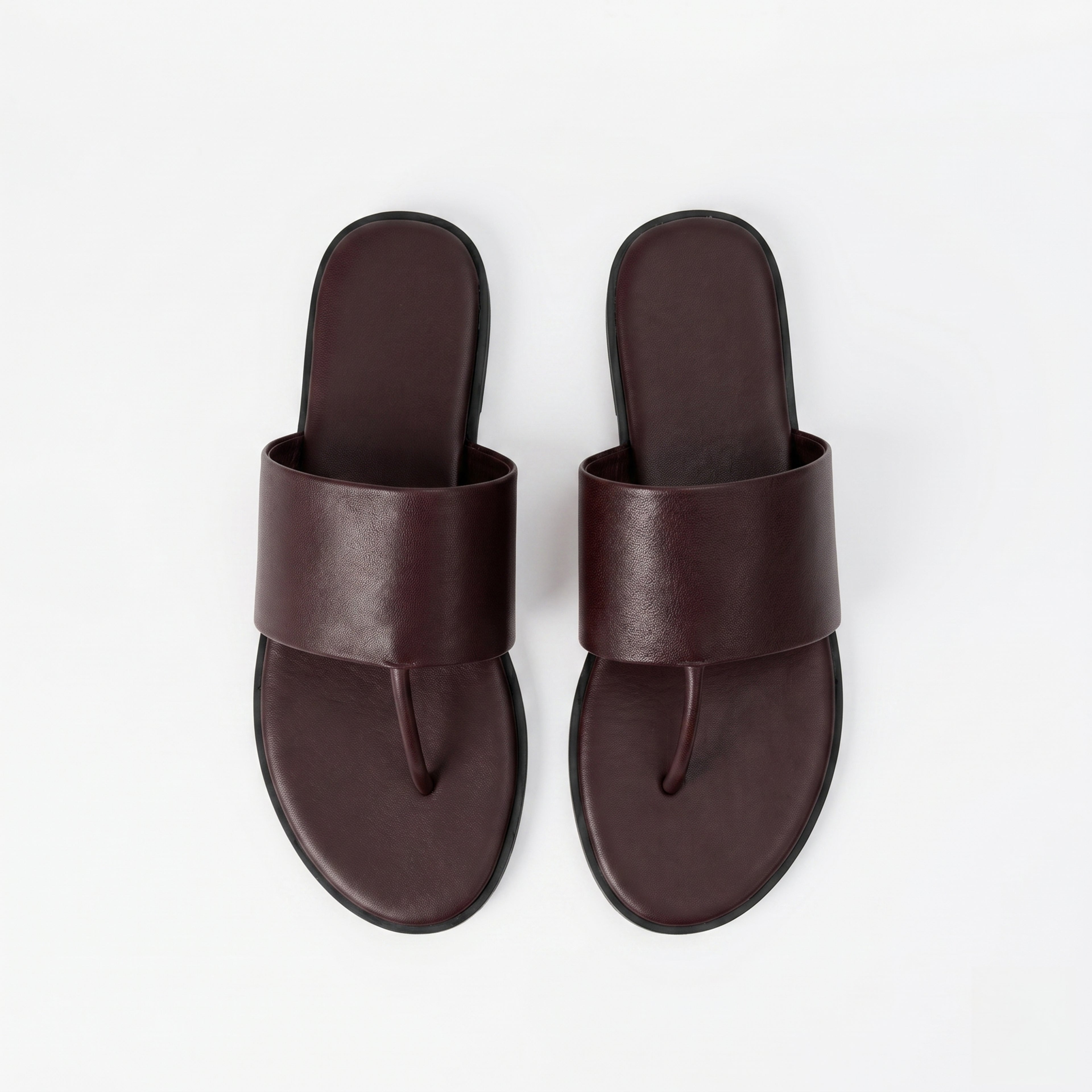 The Dual Stride Deep Burgundy Calfskin Thong Sandals