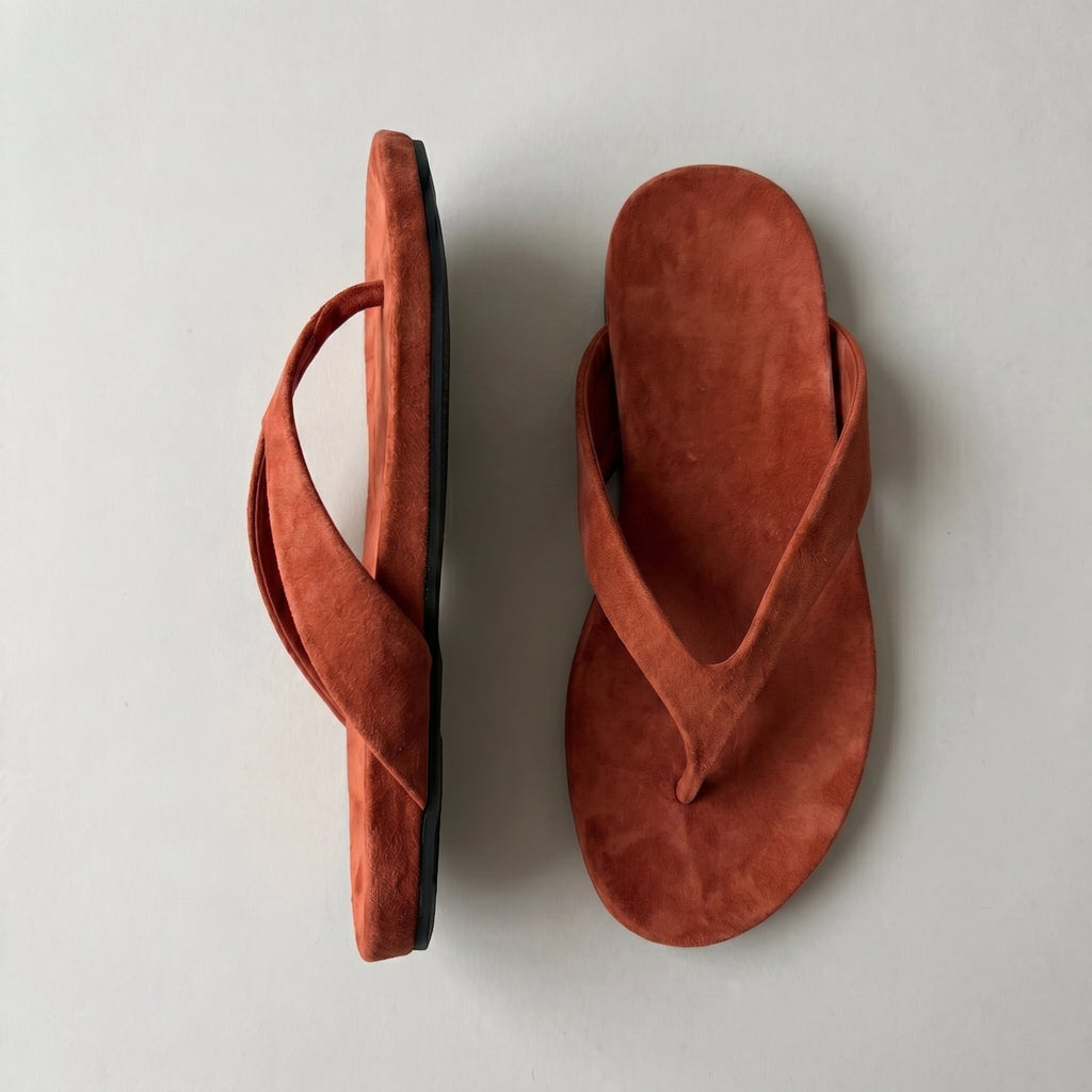 The Dual Stride Red Premium Suede Thong Sandals