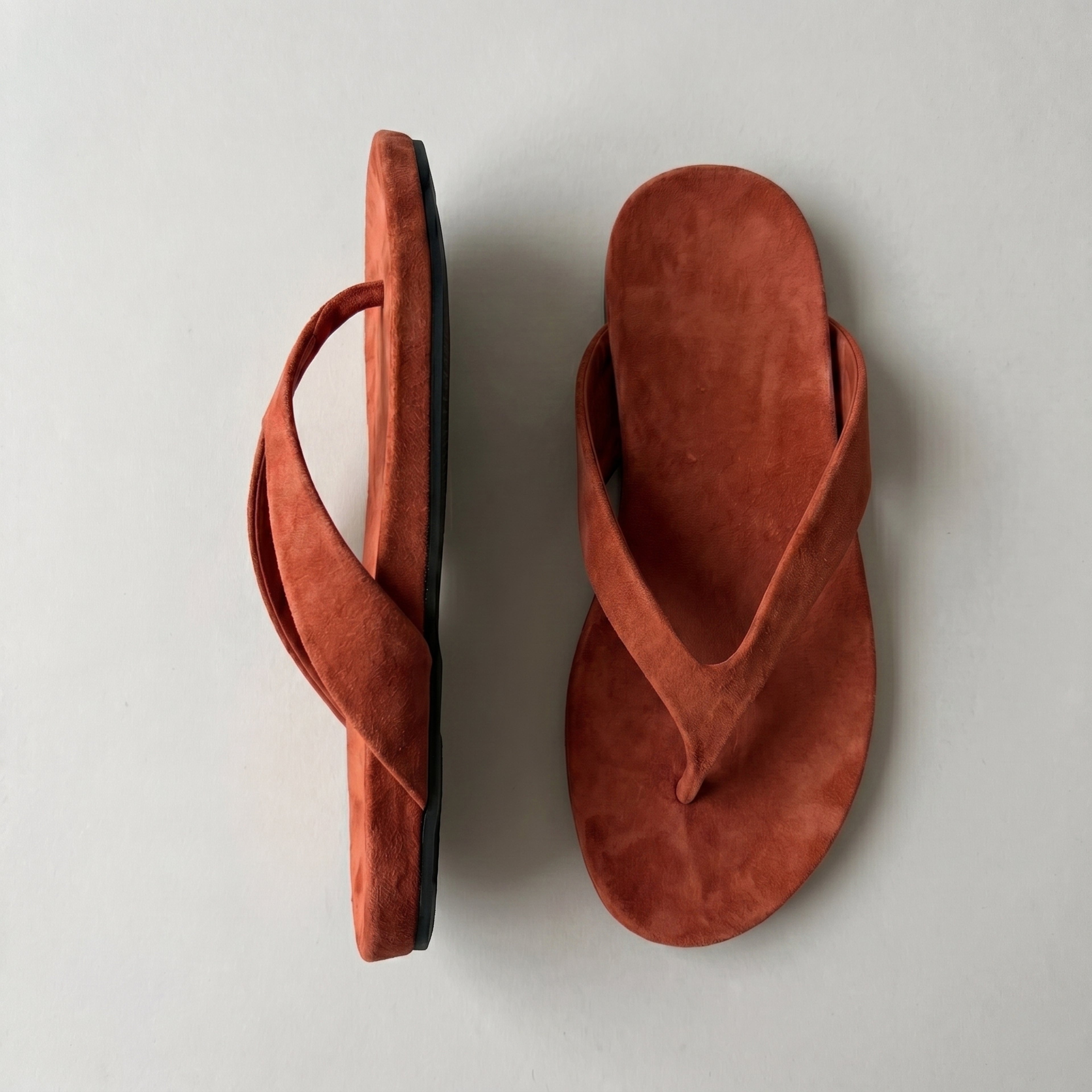 The Dual Stride Red Premium Suede Thong Sandals