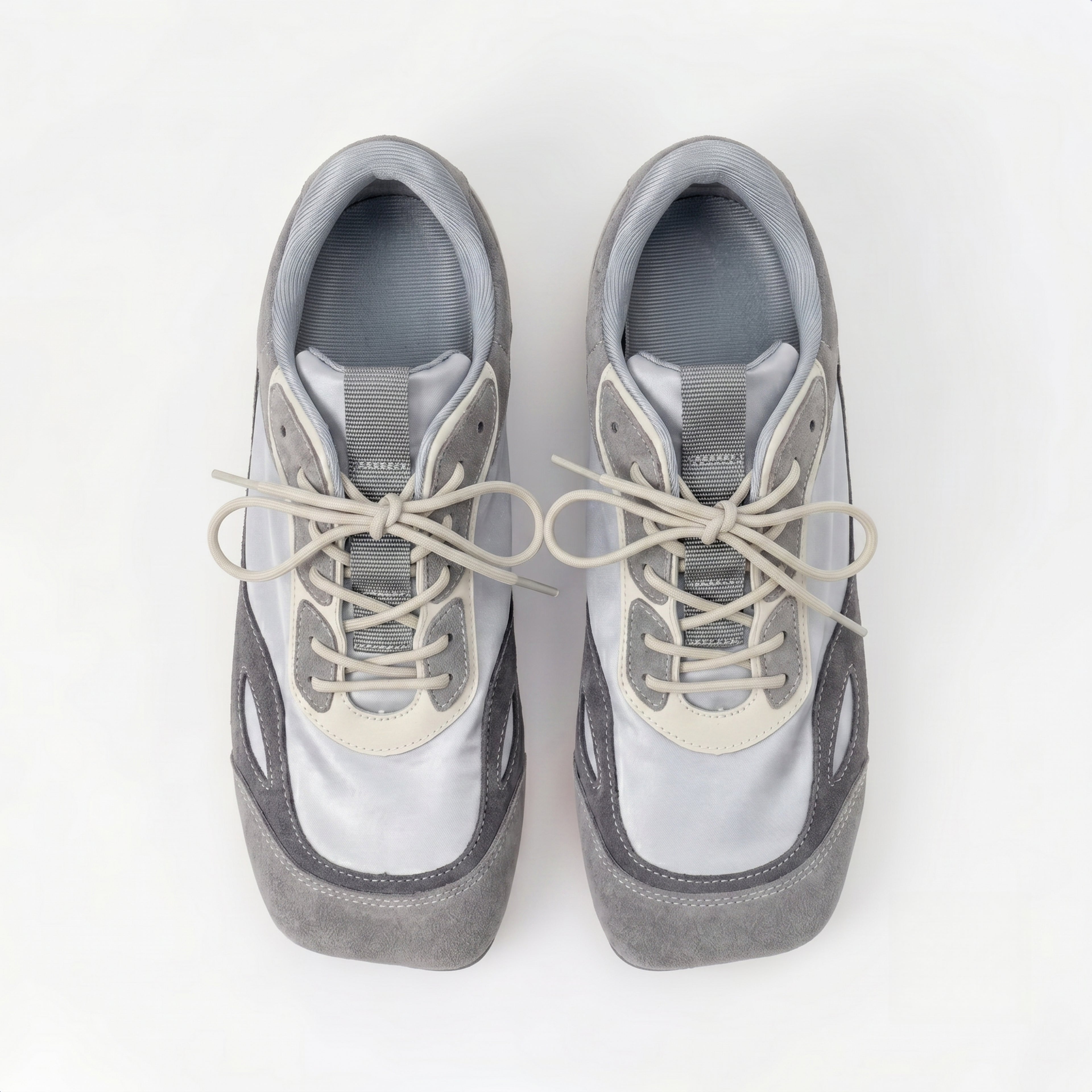 The Dual Stride Grey Square-Toe Minimalist Retro Trainer