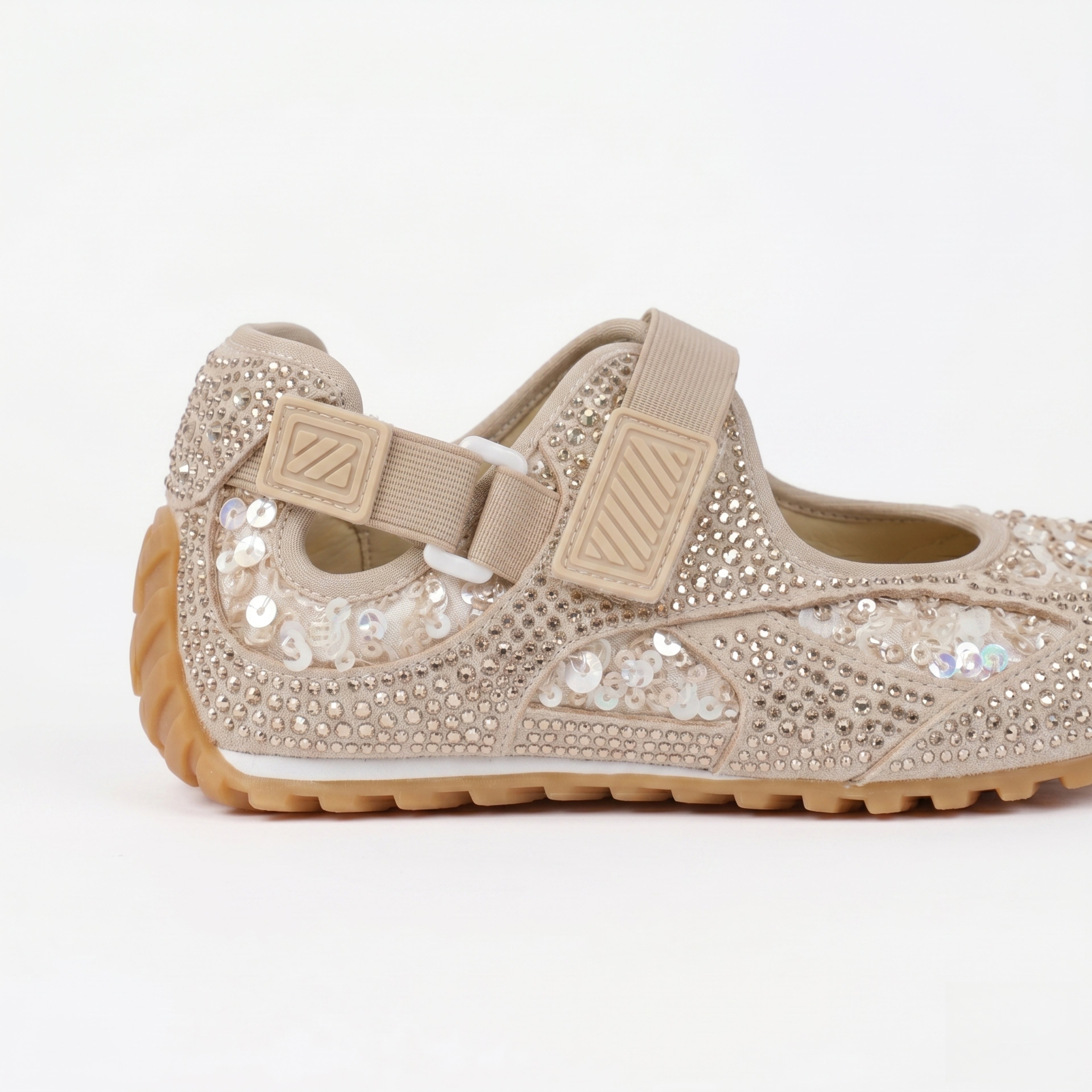 The Dual Stride Gold Rhinestone & Sequin Sporty Mary Janes
