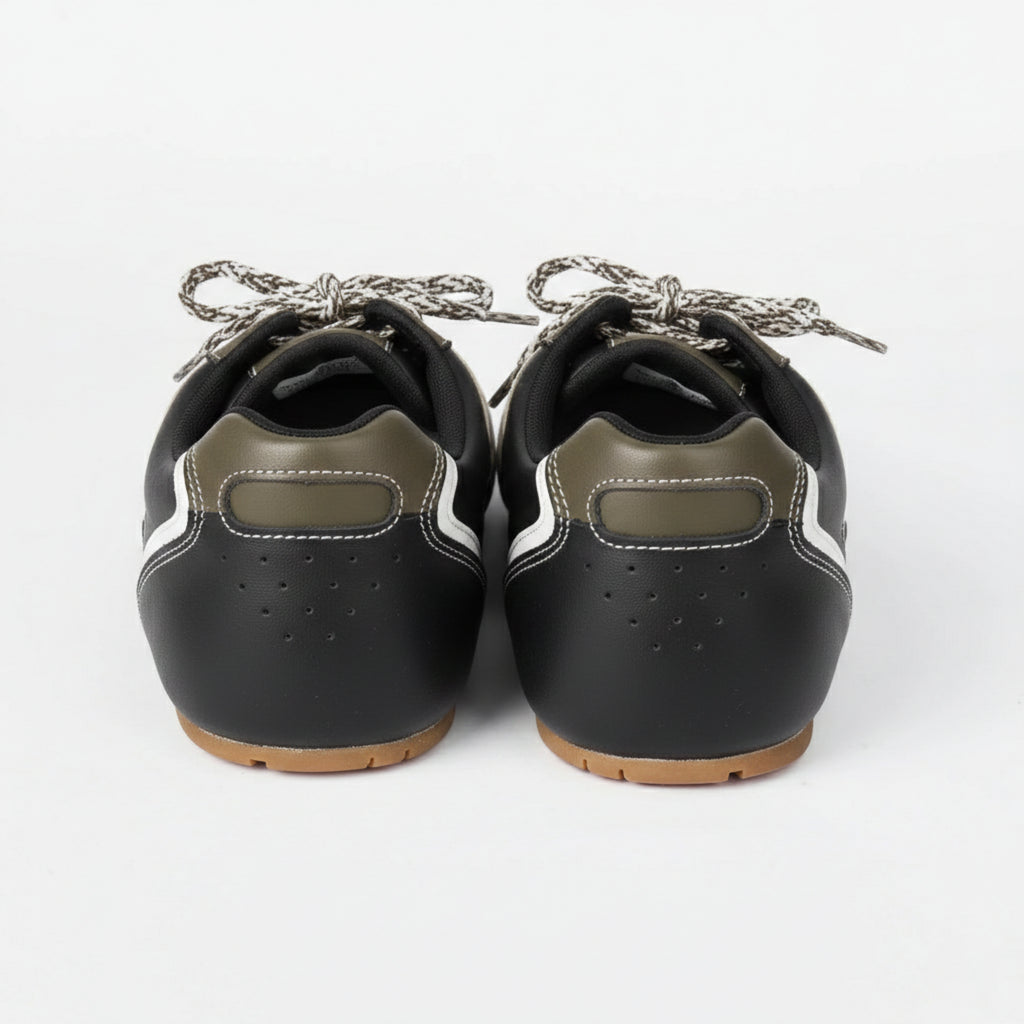 The Dual Stride Women's Retro Dark Green Patchwork Casual Sneakers