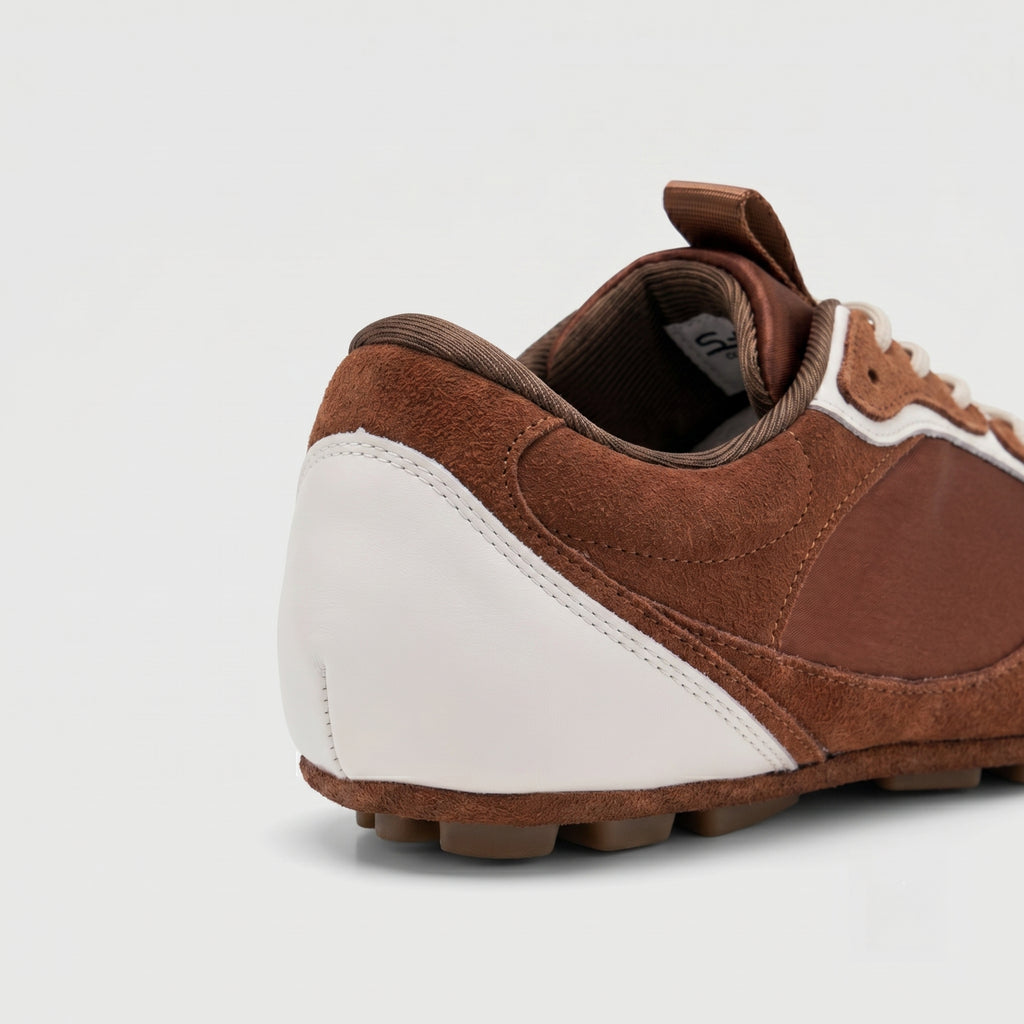 The Dual Stride Red Square-Toe Minimalist Retro Trainer