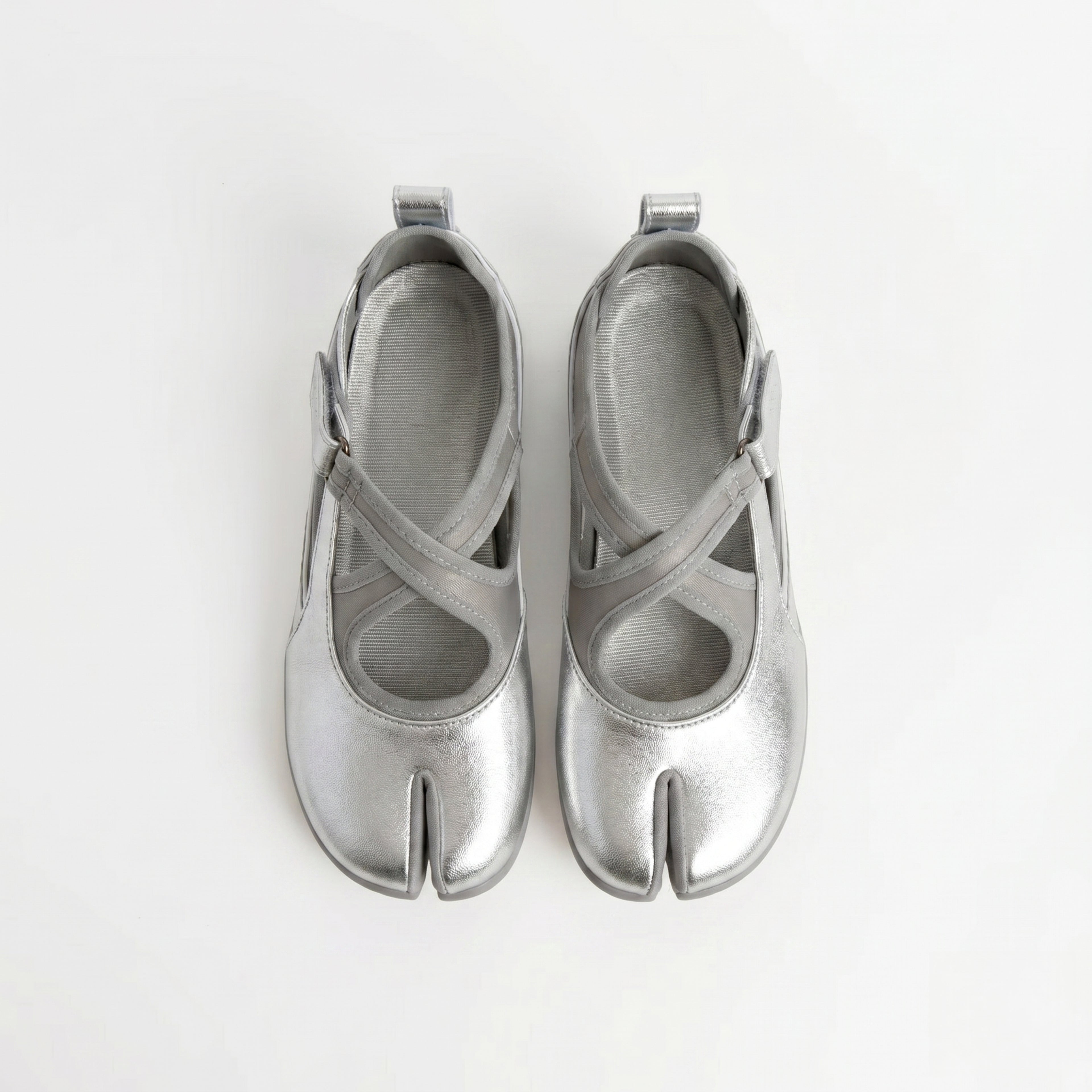 The Dual Stride Silver Tabi Mary-Jane Flat