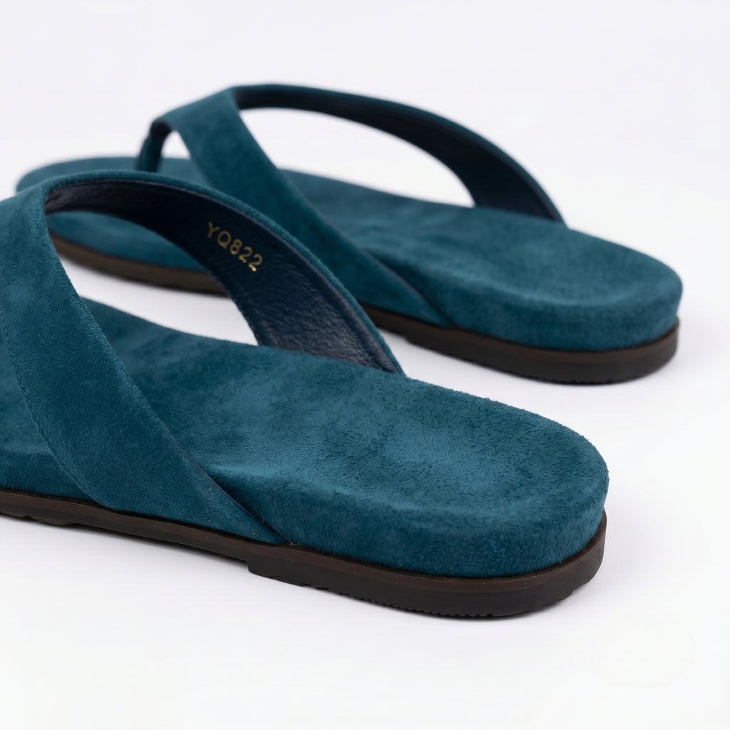The Dual Stride Deep Teal  Premium Suede Thong Sandals