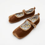 The Dual Stride Brown Square-Toe Mary Jane Ballet Flats