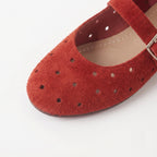 The Dual Stride Women's Red Perforated Suede Mary Jane Flats