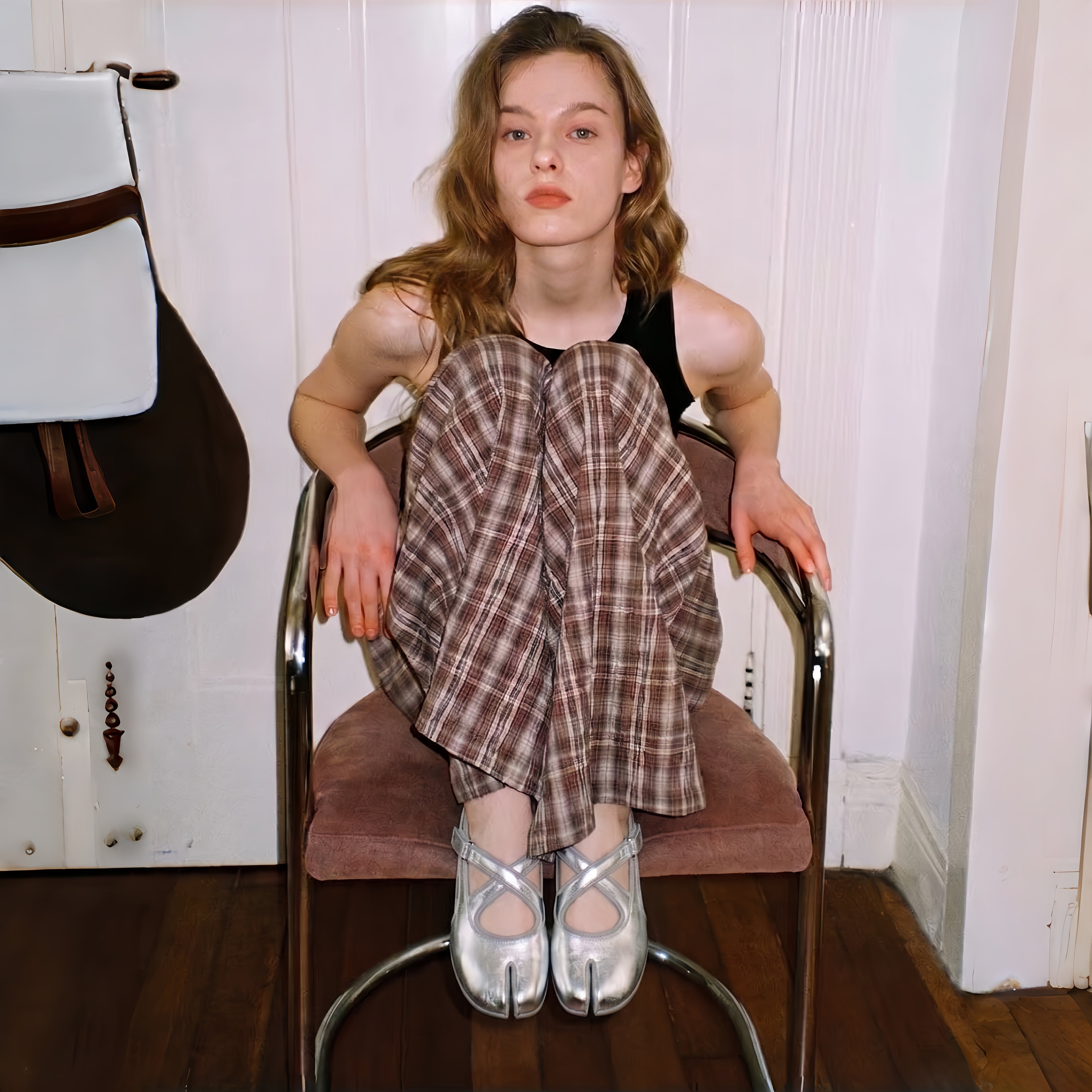 The Dual Stride Silver Tabi Mary-Jane Flat