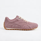 The Dual Stride Dusty Pink Suede Retro Low-Profile Sneakers