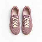 The Dual Stride Dusty Pink Suede Retro Low-Profile Sneakers