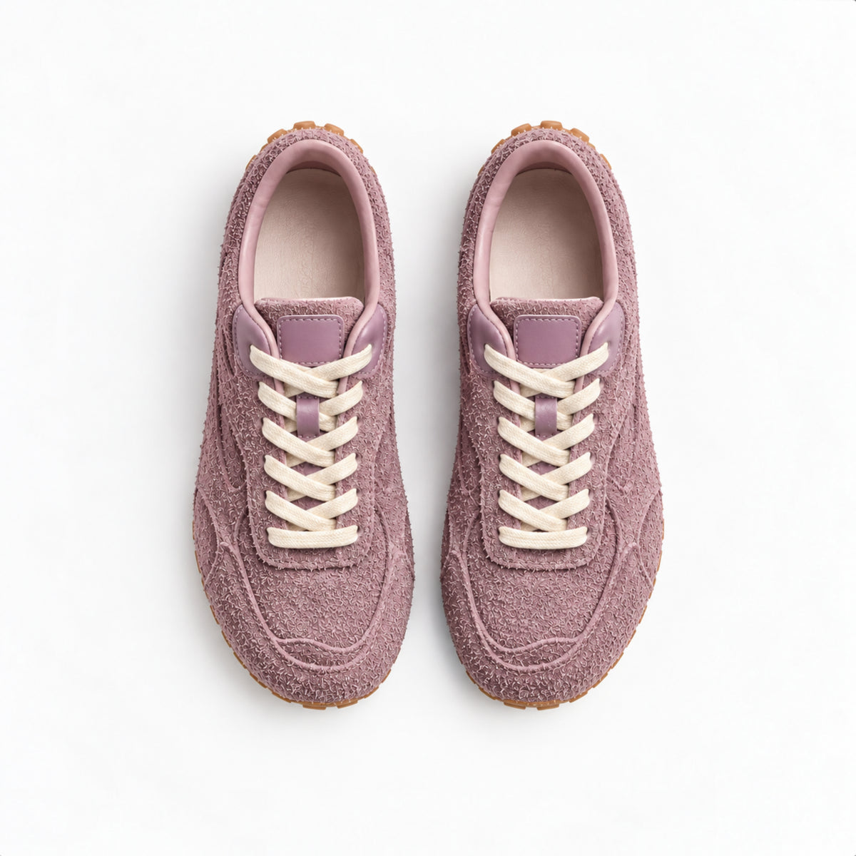 The Dual Stride Dusty Pink Suede Retro Low-Profile Sneakers