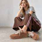 The Dual Stride Women's Brown Suede Retro Lace-Up Casual Sneakers