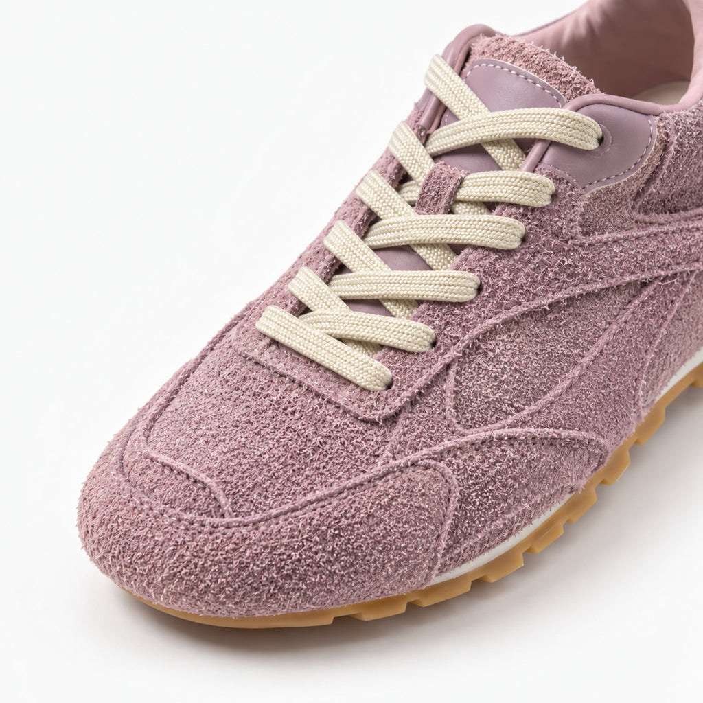 The Dual Stride Dusty Pink Suede Retro Low-Profile Sneakers