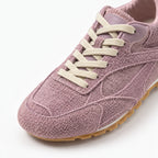 The Dual Stride Dusty Pink Suede Retro Low-Profile Sneakers