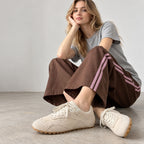 The Dual Stride White Suede Retro Low-Profile Sneakers for Women