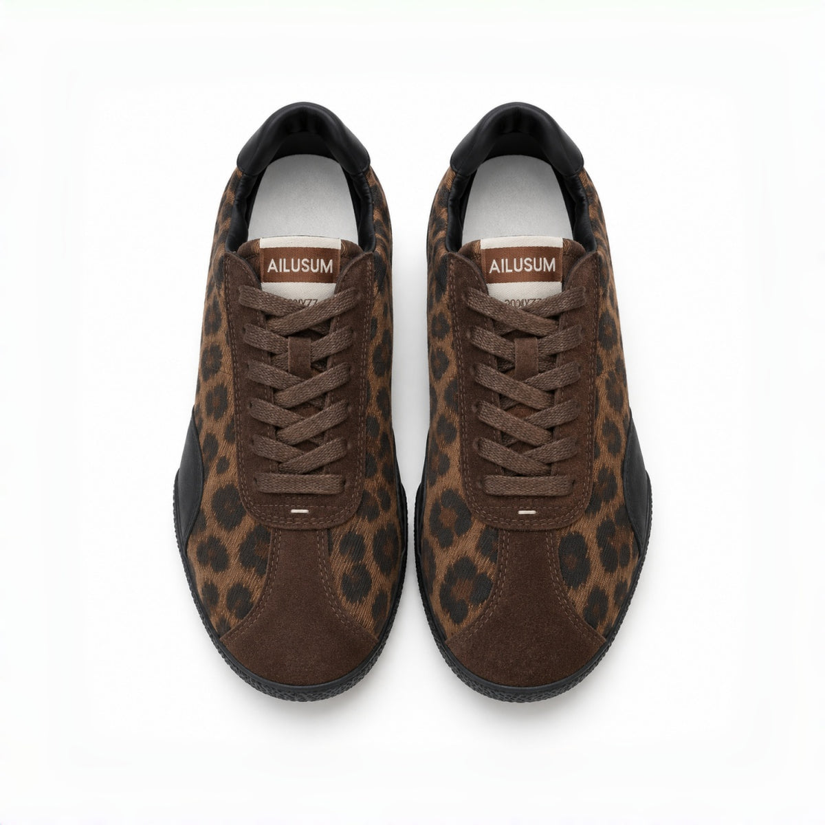 The Dual Stride Leopard Brown Retro Sneakers