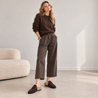 The Dual Stride Women's Dark Brown Suede Faux Fur Loafer Mules – Runs One Size Small