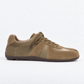 The Dual Stride Olive Green Split-Toe Velvet & Suede Retro Casual Sneakers