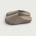 The Dual Stride Gray Suede Slip-On Mules