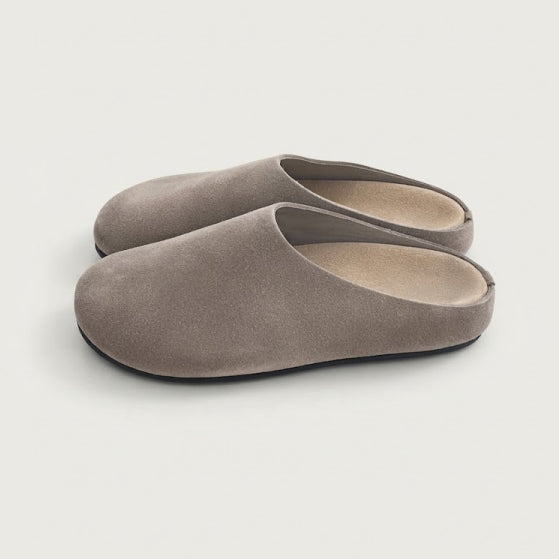 The Dual Stride Gray Suede Slip-On Mules