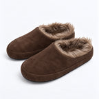 The Dual Stride Women's Dark Brown Suede Fur Lined Mule Slippers