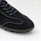 The Dual Stride Navy Blue Suede Retro Sneakers