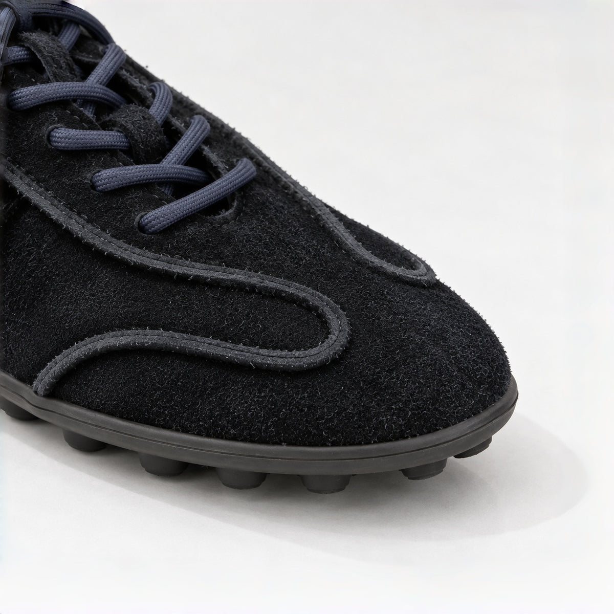 The Dual Stride Navy Blue Suede Retro Sneakers