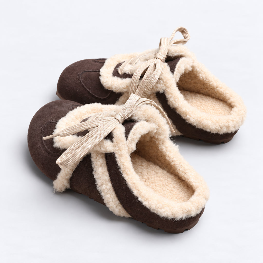 The Dual Stride Women's Dark Brown Cozy Suede Mule Sneakers