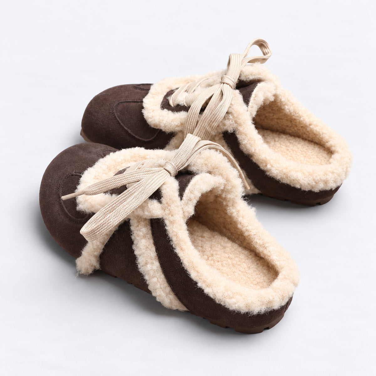 The Dual Stride Women's Dark Brown Cozy Suede Mule Sneakers