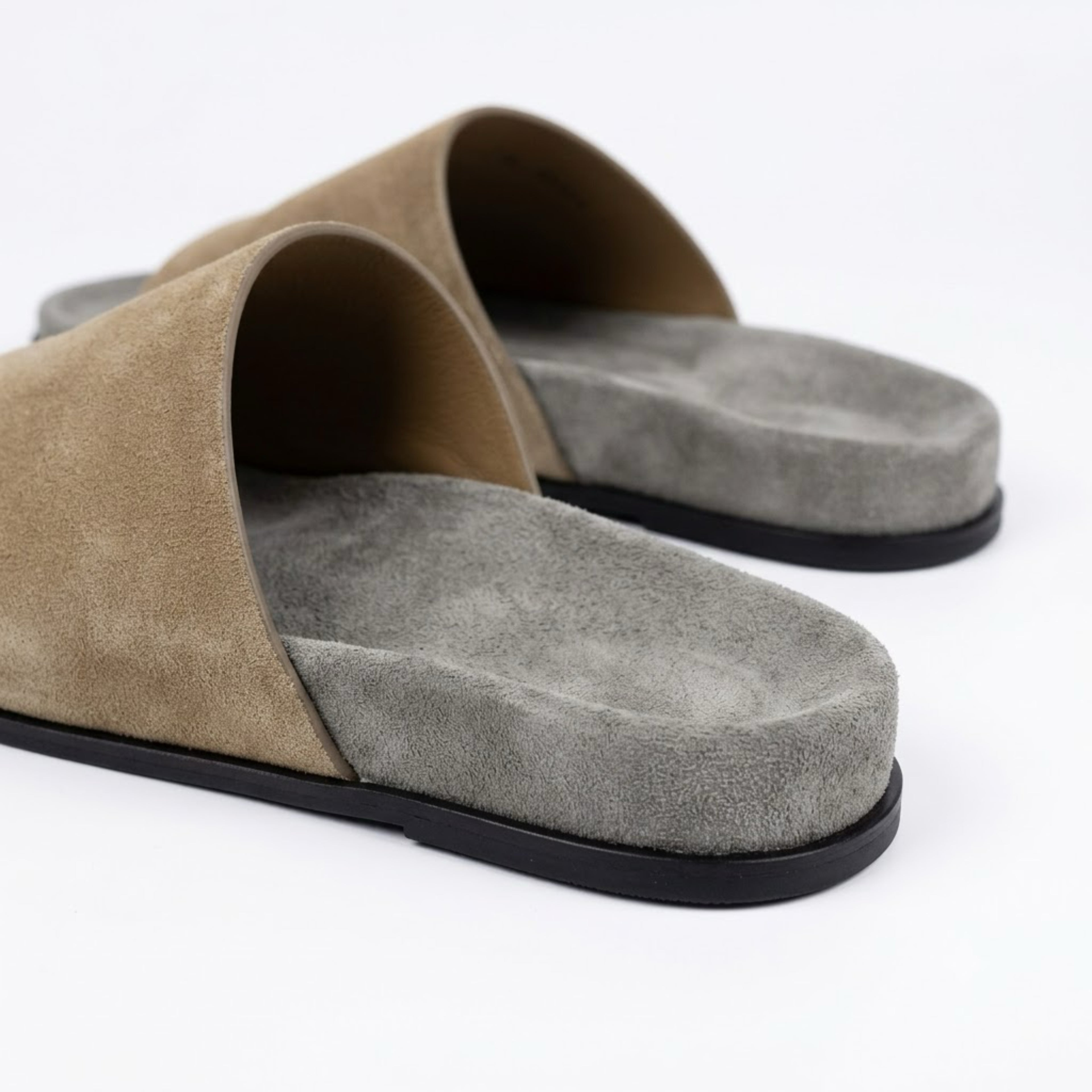 The Dual Stride Beige Minimalist Suede Slide Sandals